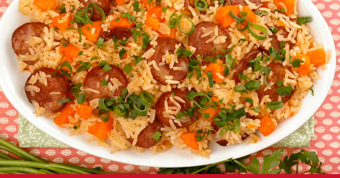 Arroz prático com paio e queijo